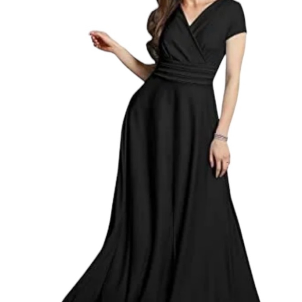 Koh Koh Women’s Long Cap Sleeve V-Neck Cocktail Slimming Dress. Size Small